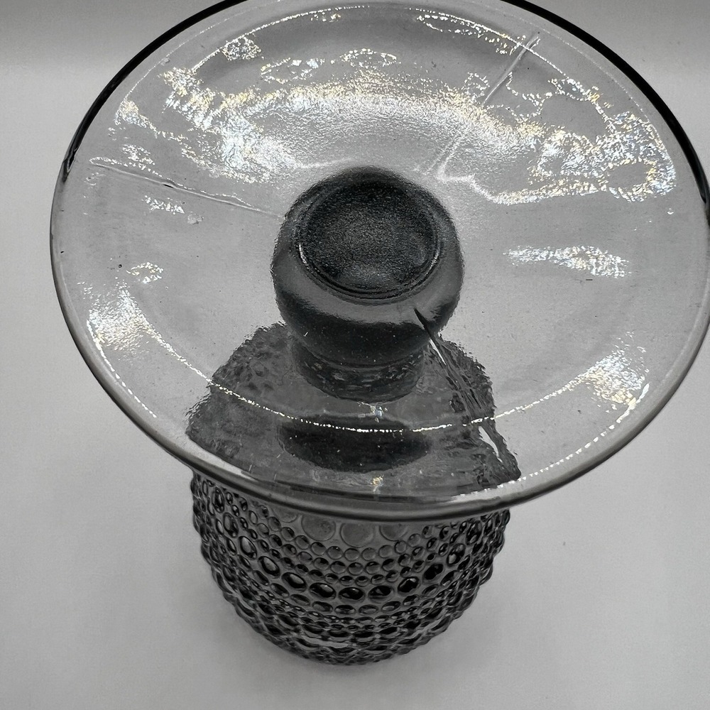 NIB 4 Smoke Gray Stemmed Halo Wine Goblets Hobnail Hobknob Design 10.5 oz - Picture 11 of 12